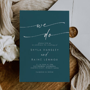 Boho Chic Teal Blue We Do Wedding Invitation