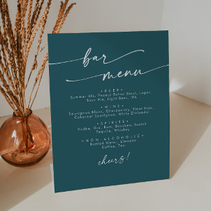 Boho Chic Teal Blue Wedding Bar Pedestal Sign