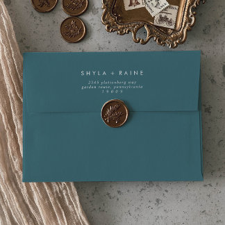 Boho Chic Teal Blue Wedding Envelopes