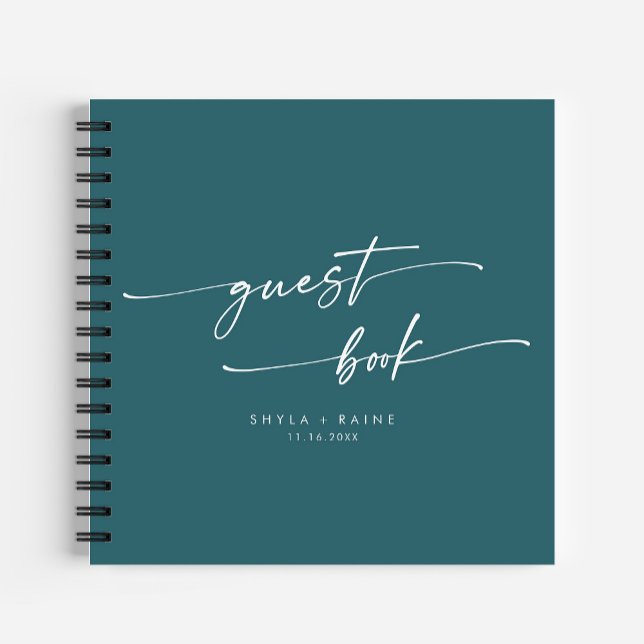 Boho Chic Teal Blue Wedding Guest Book (Creator Uploaded)