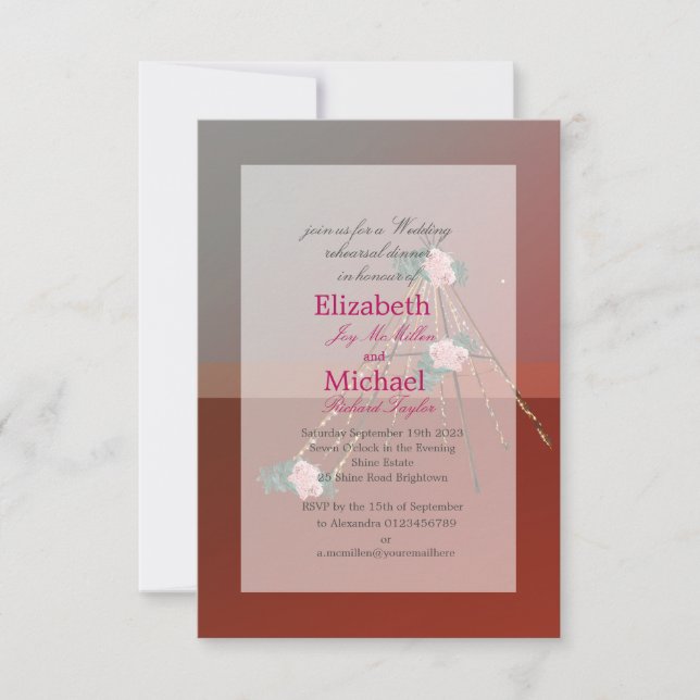 Boho Chic Teepee / Tipi  Wedding Rehearsal Dinner Invitation (Front)
