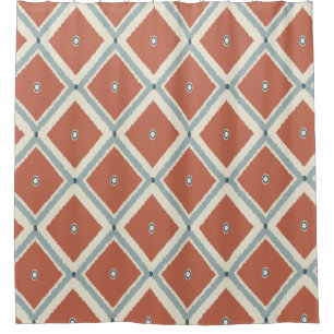 Boho Chic Terracotta and Indigo Geometric Ikat Pat