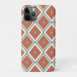 Boho Chic Terracotta and Indigo Geometric Ikat Pat iPhone 11 Pro Case