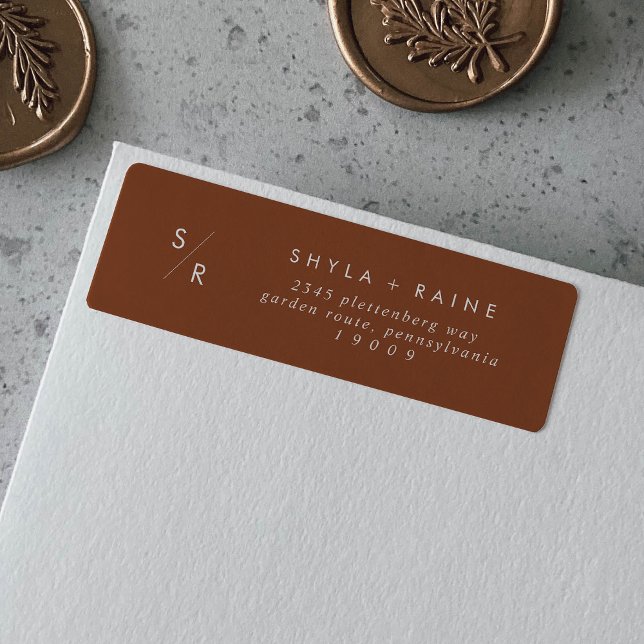 Boho Chic Terracotta Monogram Address Labels (Creator Uploaded)
