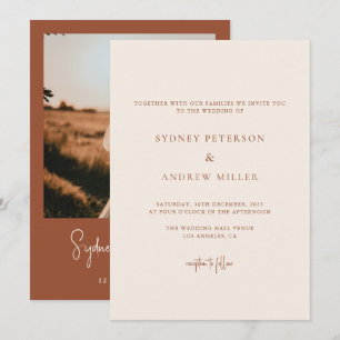 Boho Chic Terracotta Photo Wedding Invitation
