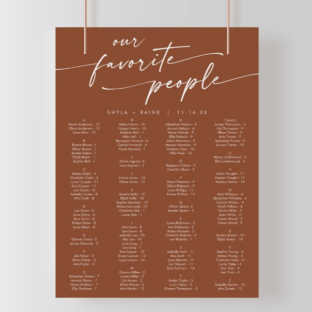 Boho Chic Terracotta Printable Seating Chart (Creator Uploaded)