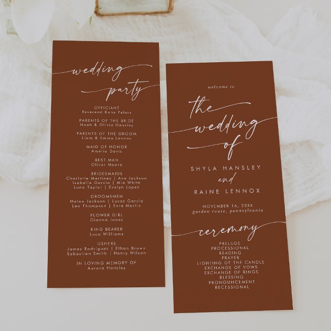Boho Chic Terracotta Tea Length Wedding Program (Creator Uploaded)