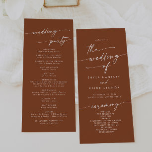 Boho Chic Terracotta Tea Length Wedding Program