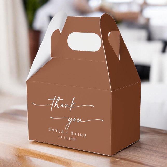Boho Chic Terracotta Thank You Wedding Favor Box (Creator Uploaded)