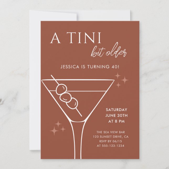Boho Chic Terracotta Tini Bit Older 40th Birthday Invitation (Front)