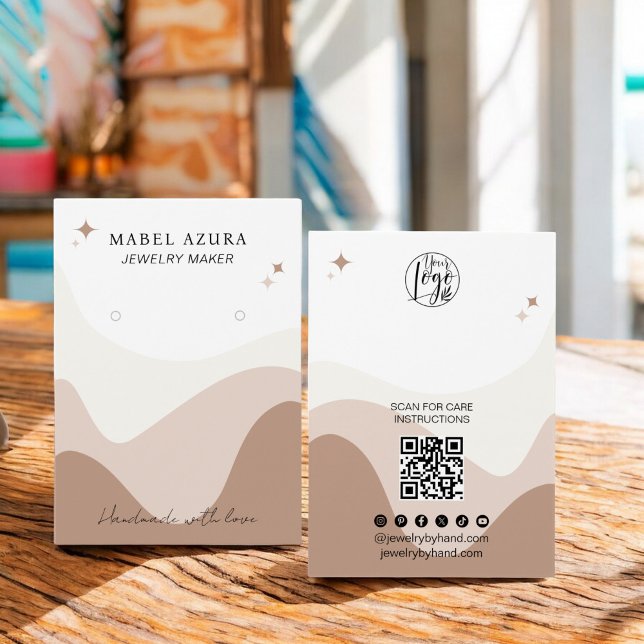 Boho chic ton de terre Bijouterie fabricant de log (Boho chic earth tone Jewelry maker Qr logo earring)