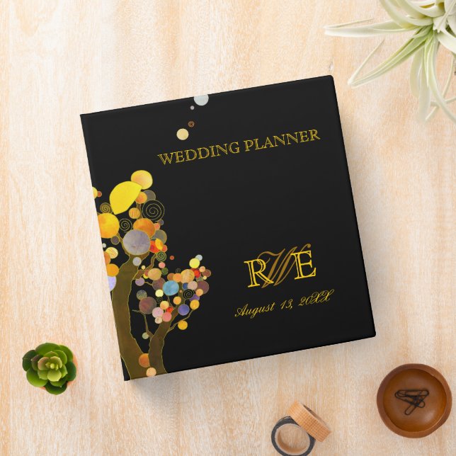 Boho Chic Trees Unique Wedding Planner Binder (In Situ)