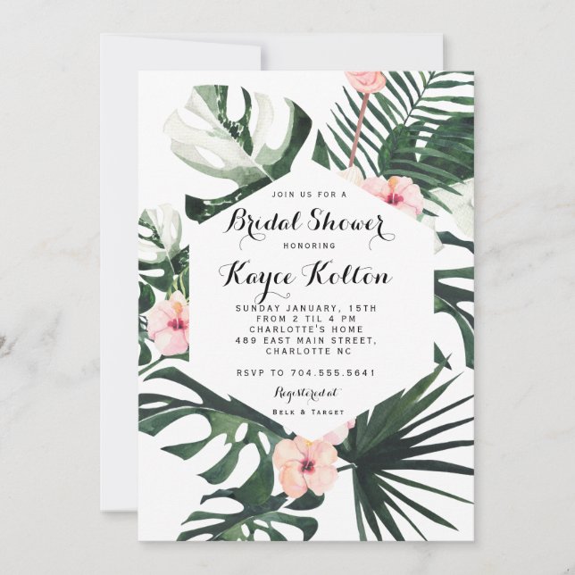 Boho Chic Tropical Bridal Shower INvitation (Devant)