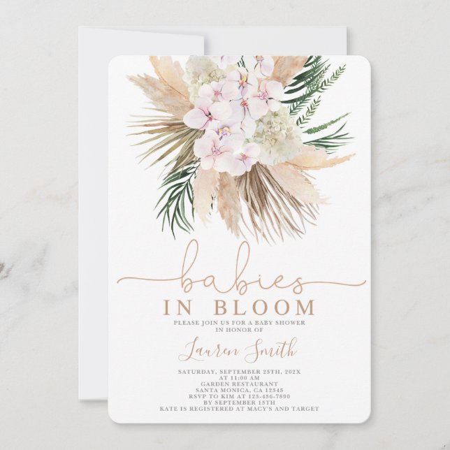 Boho chic Twins Baby Shower invitation (Front)
