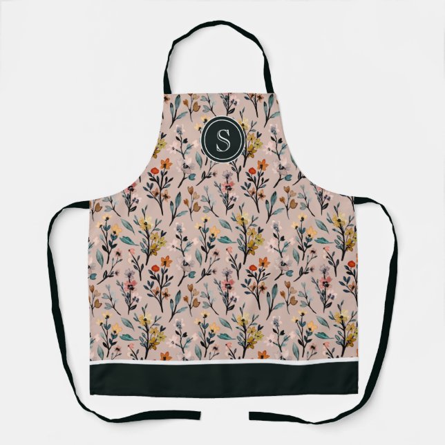 Boho Chic Vibes: Dusty Rose Watercolor Apron (Front)