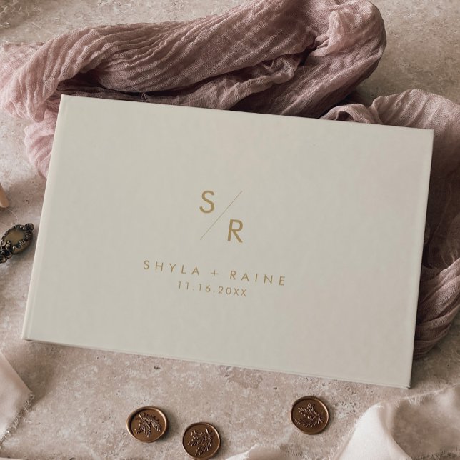 Boho Chic Vintage Gold Monogram Wedding Guest Book (Creator Uploaded)