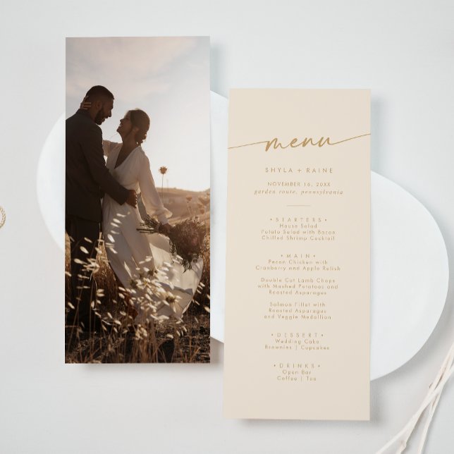 Boho Chic Vintage Gold Photo Wedding Menu (Creator Uploaded)