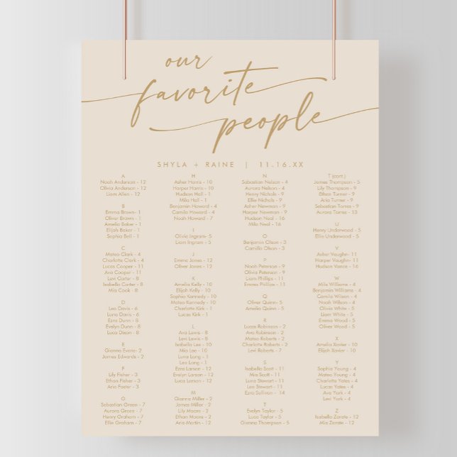 Boho Chic Vintage Gold Printable Seating Chart (Creator Uploaded)