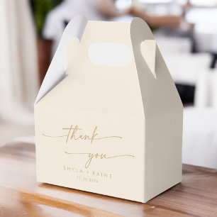 Boho Chic Vintage Gold Thank You Wedding Favor Box