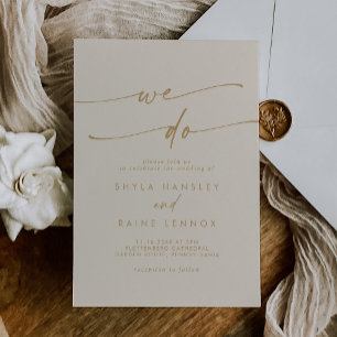 Boho Chic Vintage Gold We Do Wedding Invitation