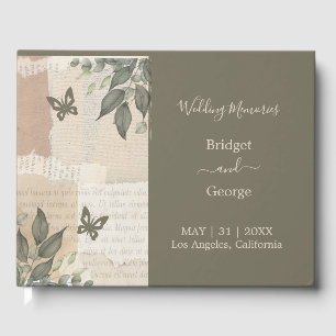 boho chic vintage greenery eucalyptus wedding  guest book