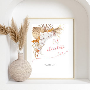Boho Chic Watercolor Baby Shower Hot Chocolate Bar Poster
