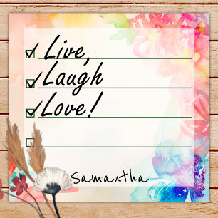 Boho Chic Watercolor Flowery To-Do List 3" x 3" Post-it Notes
