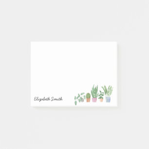 Boho Chic Watercolor Greenery Potted Houseplant No Post-it Notes