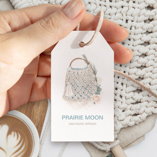 Boho Chic Watercolor Macrame Bag Boutique Gift Tags