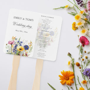 Boho Chic Watercolor Wildflower Wedding Program Hand Fan