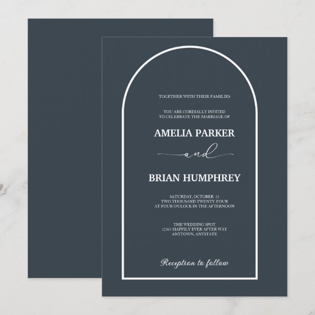 Boho Chic Wedding Modern Arch Minimalist Wedding Invitation (Front/Back)