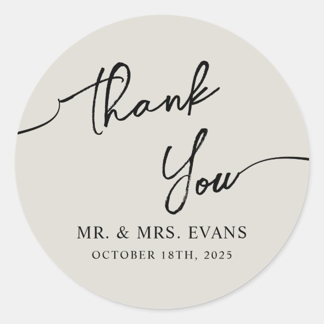 Boho-chic Wedding Sticker Thank You.  (Front)