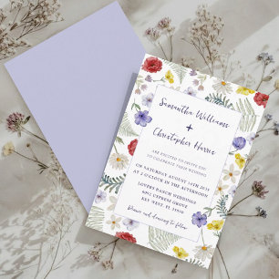 Boho Chic Wild Flower Watercolor Wedding   Invitation