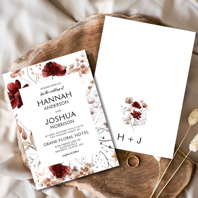 Boho Chic Wildflower Autumn Wedding Invitation (Creator Uploaded)
