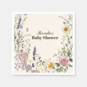 Boho Chic Wildflower  Baby Shower Napkin