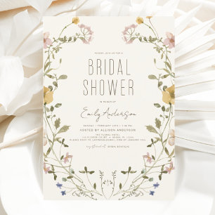 Boho Chic Wildflower Bridal Shower Elegant Invitation