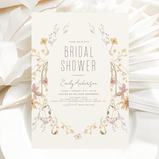 Boho Chic Wildflower Bridal Shower Elegant Invitation (Creator Uploaded)