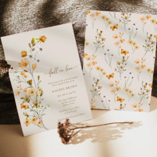 Boho Chic Wildflower Fall In Love Bridal Shower Invitation