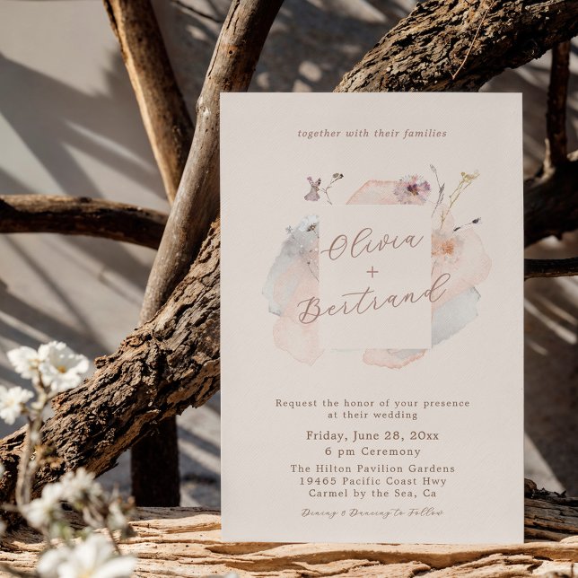 Boho Chic Wildflower Minimalist Garden Wedding Invitation (Creator Uploaded)