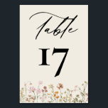 Boho Chic Wildflower Modern Wedding Table Number<br><div class="desc">The Boho Chic Wildflower Modern Wedding Table Number is a beautifully designed accessory for your wedding tablescape. Featuring a delicate wildflower motif with earthy tones, it effortlessly enhances any bohemian or garden wedding theme. This card combines functionality and charm, guiding guests to their seats while complementing your decor. Fully customizable...</div>