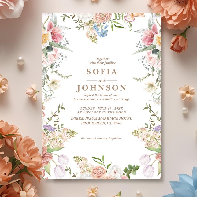 Boho Chic Wildflower Spring Garden Wedding Invitation (Creator Uploaded)