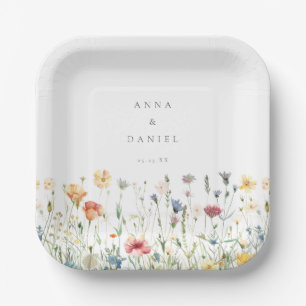 Boho Chic Wildflower Wedding Paper Plate