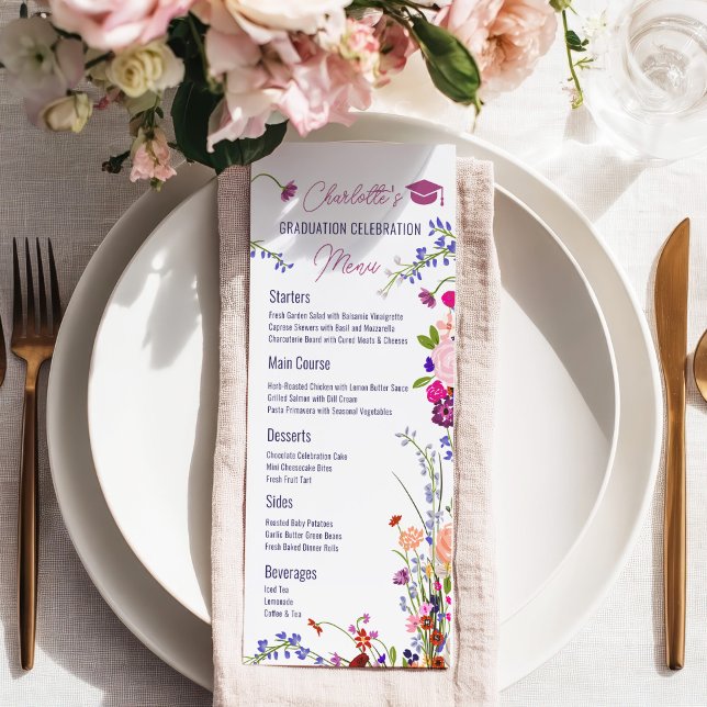 Boho Chic Wildflowers Graduation Party Menu (Boho Chic Wildflowers Graduation Party Menu)