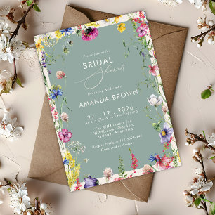 Boho Chic Wildflowers Love in bloom Bridal Shower  Invitation
