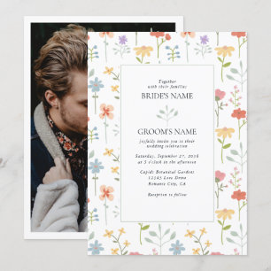 Boho Chic Wildflowers Modern Floral Wedding Invitation