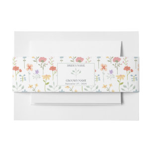 Boho Chic Wildflowers Modern Floral Wedding Invitation Belly Band