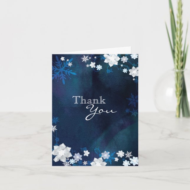 Boho Chic Winter Wonderland Wedding Thank You (Front)