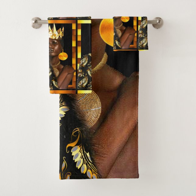 “Boho Chic with African Flair” Bath Towel Set (Insitu)