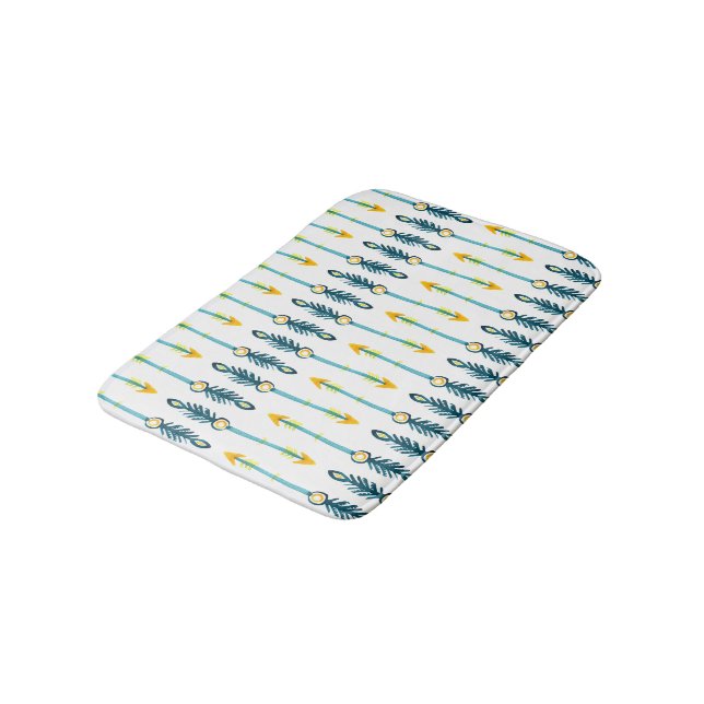 boho chic yellow blue arrows bath mat (Angled)