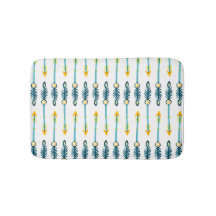 boho chic yellow blue arrows bath mat